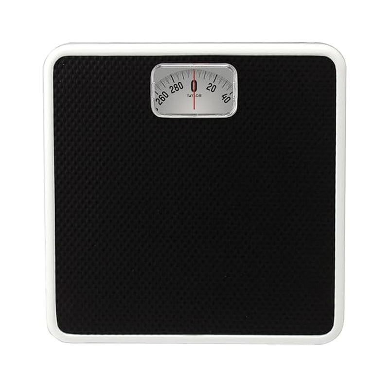 Taylor Analog Bath Scale, Classic Dial Body Weight Monitor, Mechanical Non-Digital Weighing Device with 300 lb Capacity, Battery-Powered Design, Sleek Black Finish for Daily Home Use, Black - Image 1